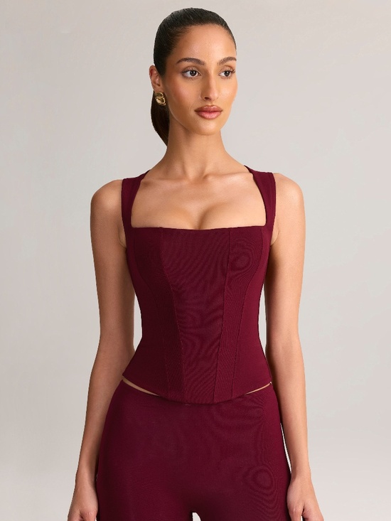 Oh Polly Tops - Oh Polly Modal Square-Neck Top in Wine Size XSXS